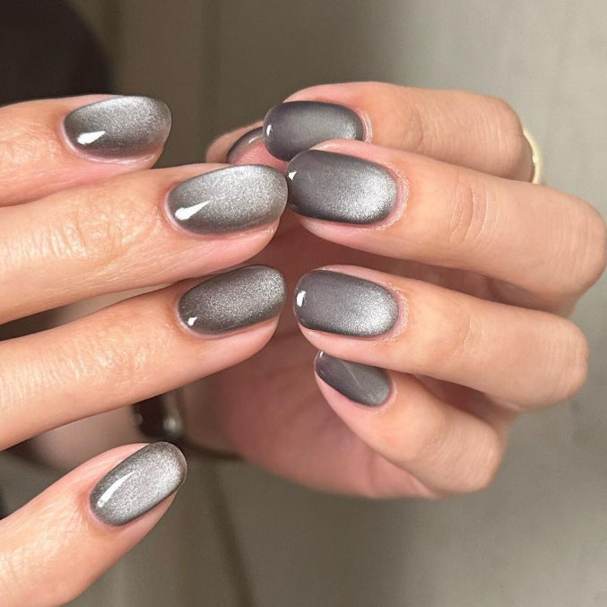 "Cat eye wearable nail tips in colour grey -ElitebyChanty